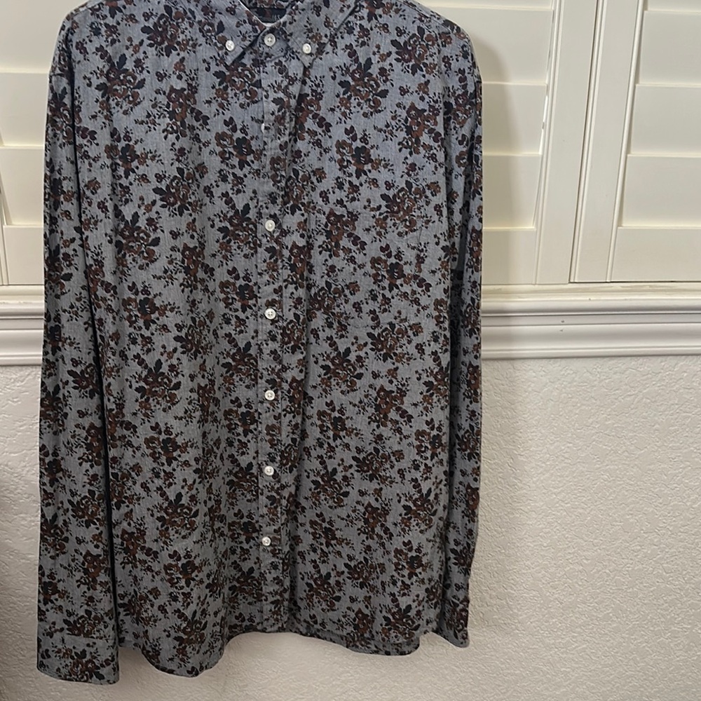 Express Slim Soft Wash Floral Patterned Men's Shirt